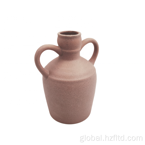 Ceramic Flower Vase Double handle ceramic vase Sandy finish Supplier